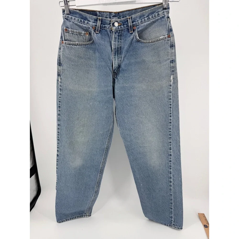 Levi 550 Relaxed Fit Jeans Mens Real Measurements W32 L32‎ Blue Denim Distressed